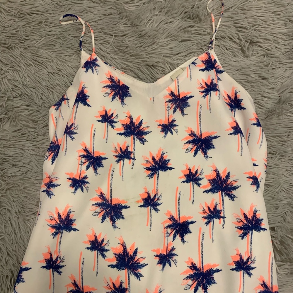 White tank top with colorful palm trees